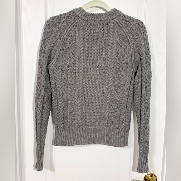 Y2K L.L. Bean Cable Knit Fisherman Sweater Gray S - Picture 3 of 7